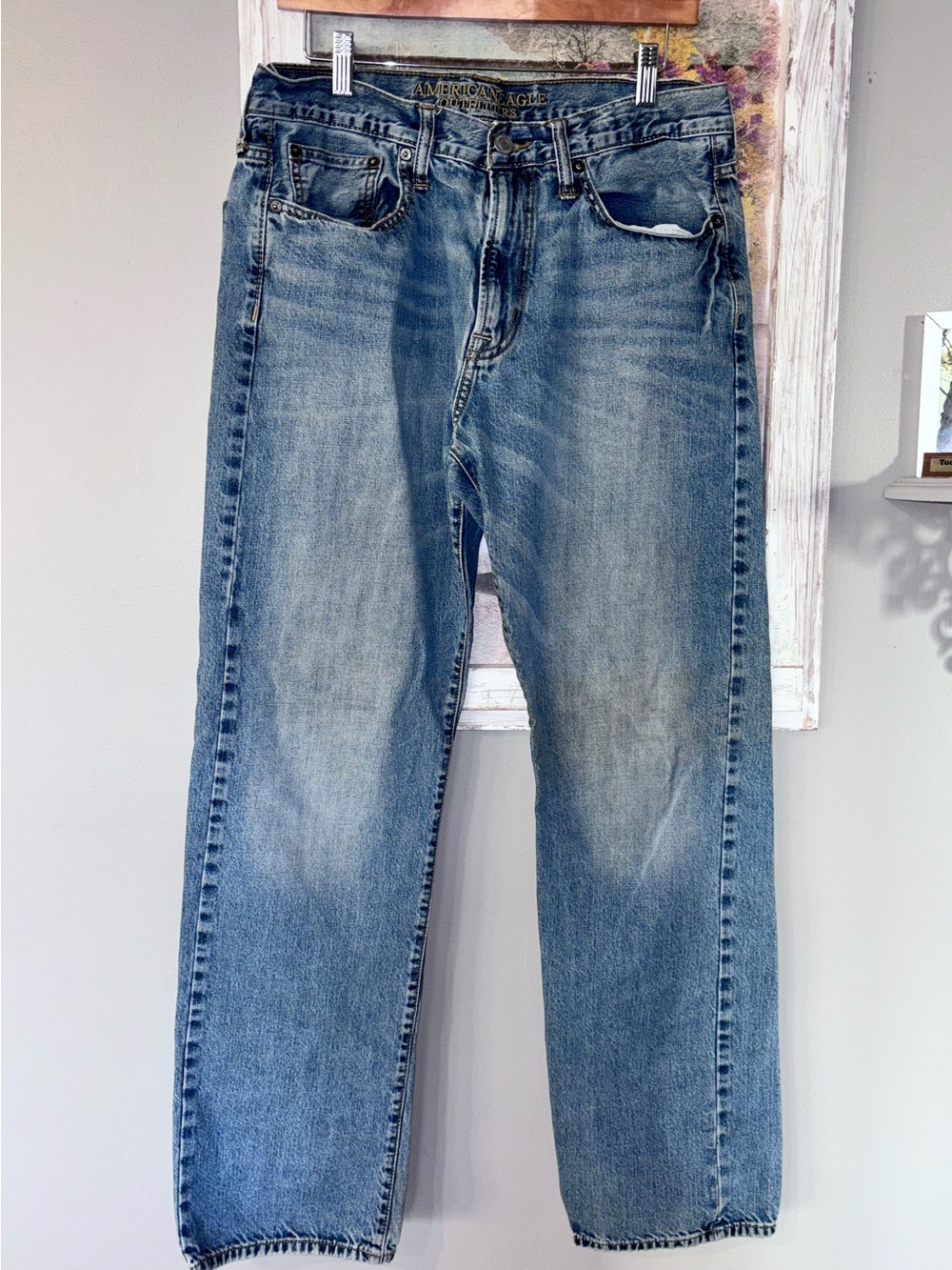 American Eagle Relaxed Straight Jeans 34 X 34 Whisk & Fade